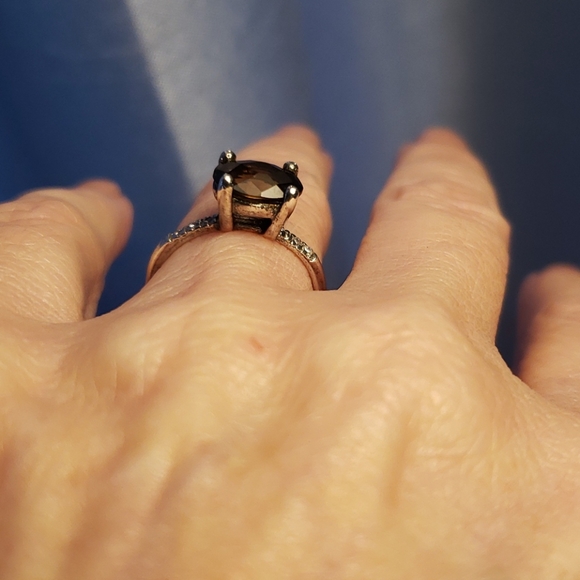 Sterling 925 silver and Smokey Topaz w/ dia. ring - Picture 4 of 7